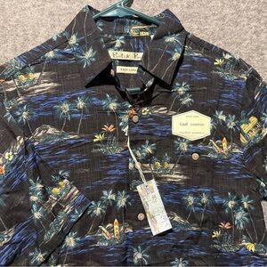 Batik Bay Hawaiian Shirt Mens S black button up lightweight beach surf tropical